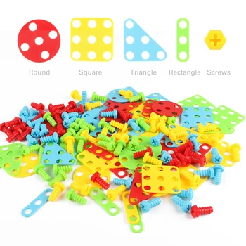 Igrače za Fante Vaja Puzzle Izobraževalne Igrače, DIY Vijak Skupine Igrača za Otroke, škatla za Orodje Plastični Fant Jigsaw Mozaik Gradnja Igrače Otroška Orodja