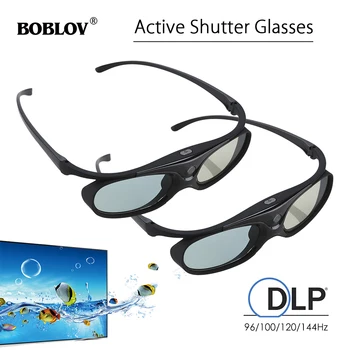 2pcs BOBLOV Aktivnega Zaklopa Očala 3D DLP-Link USB Modra Združljiv BenQ W1070 W700 Dell Projektor 3D Očala za Projektor DLP