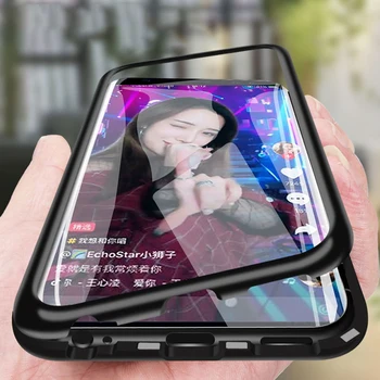 Kovinski Magnetno Ohišje Za Samsung Galaxy A50 A70 A30 A20 A10 A60 Kaljeno Steklo Primerih za Samsung A6 J6 J4 Plus A9 A7 A8 2018