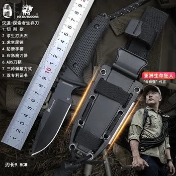 HX Prostem Survival Nož za Lov D2 Jekla fiksno rezilo naravnost kampiranje noži in multi Taktično gume ročaj na Prostem orodja