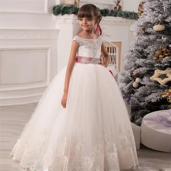 Dekleta Čipke Obleko Elegantno Princesa Dolge Obleke Otroci Obleke za Dekleta Cvet svate Večerno Obleko Otrok Maturantski Tutu Kostum
