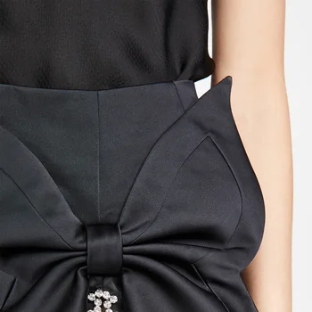 2021 Nove Velike Bowknot Design Ženske Street Fashion Krilo Casual Sexy Visoko Pasu Split Kristalno Strani Krila Črno Modre Barve