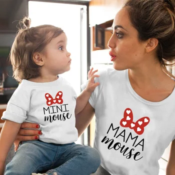 Mamica in Mi Obleke, Ženske, Dekleta Tshirts Mama, Hči Družine Ujemanje Tee Božič Poletje Majica Mama & Mini T-shirt Smešno Vrhovi