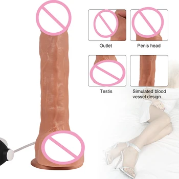 Squirting Realističen Dildo Velika velika strapon, Lezbijke, Ejakulacijo dildos za ženske Silikonske Ponaredek Penis erotično sex igrače za odrasle
