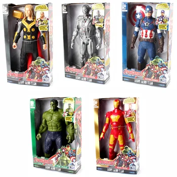 PVC Flash Zvok Avengers figuric Captain America Hulk, Thor Spiderman Lutka Model Otroci Igrače, Darila Za Fante, Originalni Škatli
