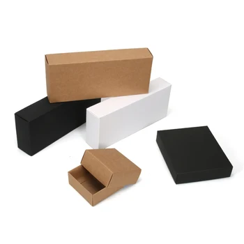 VROČE 10 velikosti Kraft črno bel darilni embalaži polje kraft prazen papir, karton darilni papir polje s pokrovom Darilni karton kartonske škatle