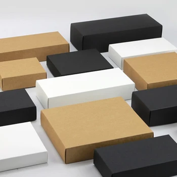 VROČE 10 velikosti Kraft črno bel darilni embalaži polje kraft prazen papir, karton darilni papir polje s pokrovom Darilni karton kartonske škatle