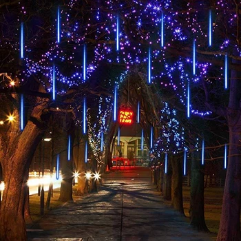 Meteor Tuš Dež Niz LED Luči 8 Cevi Nepremočljiva EU Plug Za Drevo Božič, Valentinovo Poroka na Prostem Vrt Dekoracijo