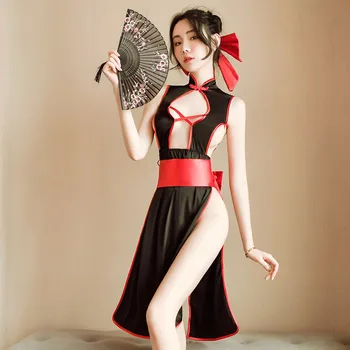 Stranka, Ki Režejo Obleke Qi Pao Eksotičnih Cosplay Kostume Ženske Kitajski Cheongsam Čarovnica Enotno Seksi Babydoll Perilo Set
