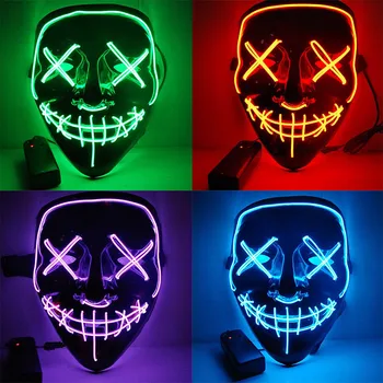 Halloween LED Masko za Splakovanje Maske Volitve Maskara Kostum DJ Party sveti Maske Sijaj Temno 10 Barv, Da Izberejo
