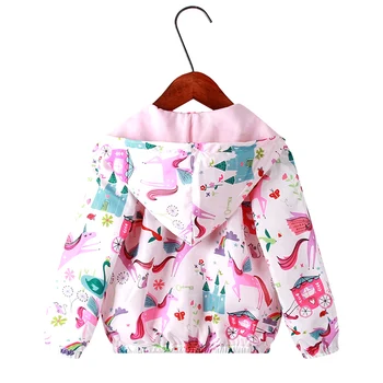 2020 Pomlad jesen otrok vrhnja oblačila girls moda konj tiskanja jopiči za dekleta, 2-8Y živali cvet slog hooded oblačila dekleta