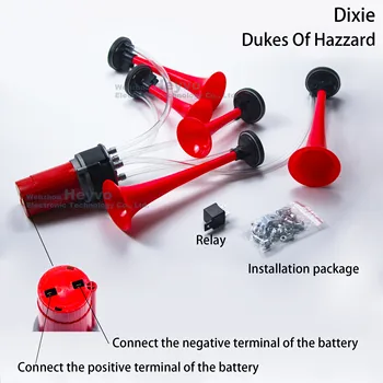 5 cev Dixie Zraka Rog Glasno Rdeče Trobente Glasbeni Zvok Dukes Of Hazzard Dixie Rog Glasbe električni zraka rog Spremenjen rogovi