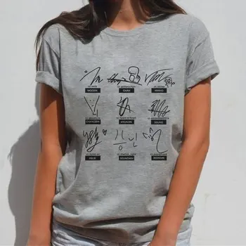 Moda 2019 Ženske T-Shirt Kpop Album Potepuških Otroci STRAYKIDS Zlato Natisniti Pismo Tumblr T-Shirt Kratek Rokav O-Vratu Tees Majica Femme