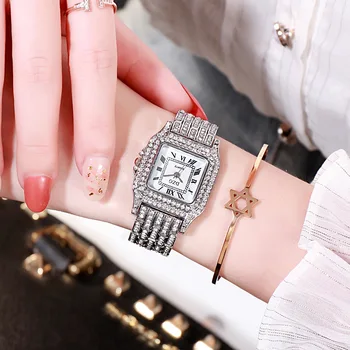 2020 nov kvadratni ročno uro vode diamond ženske gledajo modni študent gledanje visoko stopnjo zlitine quatz watch