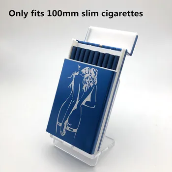 Seksi Dekle 100mm Slim Več Cigaret Primeru Črna Modra Rdeča Zlate Škatle Cigaret Aluminijeve Zlitine&Dober Plastike Cigaret Primeru