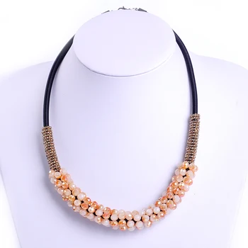 Nova moda trendy multi-barvni AB večplasten kristal, Porcelan kroglice verige sklop ženske ogrlica