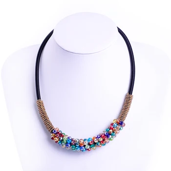 Nova moda trendy multi-barvni AB večplasten kristal, Porcelan kroglice verige sklop ženske ogrlica