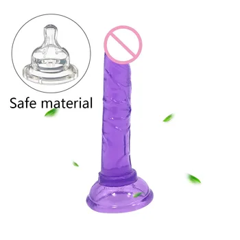 Mini Realističen Penis Unisex Jelly Vibrator Sex Igrače za Ženske, Moške Klitoris Vagine, G-Spot Simulacijo Dick Analni Čep Močan Sesalni