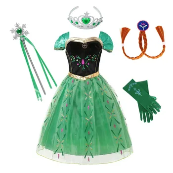 Fancy Princesa Anna Elsa Stranka Obleko za Deklice, Snežna Kraljica Kronanje Obleke Otrok 2019 Novo Elza Oblačila Halloween Cosplay Costum