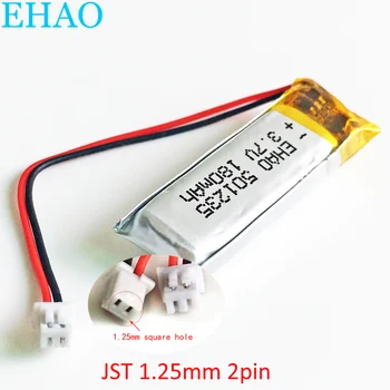 EHAO 501235 + joseph smith translation 1.25 mm 2pin plug 3,7 V 180mAh baterija Litij-Polimer LiPo Polnjenje Za Mp3, GPS bluetooth Slušalka, Slušalke