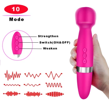 USB Obdavčljivi 10 hitrosti Močan Vibratorji za Ženske Telesa Massager Silicij Nepremočljiva Sex Igrača za Ženske Klitoris Spodbujanje