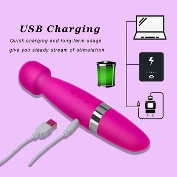 USB Obdavčljivi 10 hitrosti Močan Vibratorji za Ženske Telesa Massager Silicij Nepremočljiva Sex Igrača za Ženske Klitoris Spodbujanje