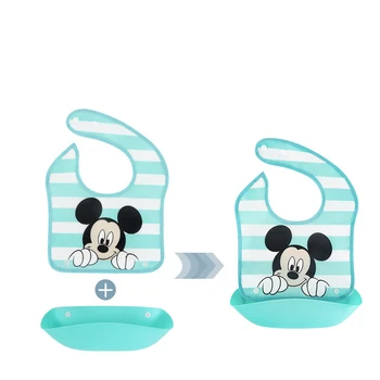 Disney 2 Kosa Risanka Slinčki Za Otroke Silikonski Baby Nastavljiv Slinčki Kombinacija Puščanje Dokazilo Žep Snemljiv Nepremočljiva Slinčki
