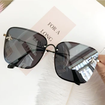 Kvadratni ženska sončna očala modne blagovne Znamke Rimless letnik odtenkih za ženske, Luksuzni Ženske očala Seksi Rjava ženska sončna očala UV400