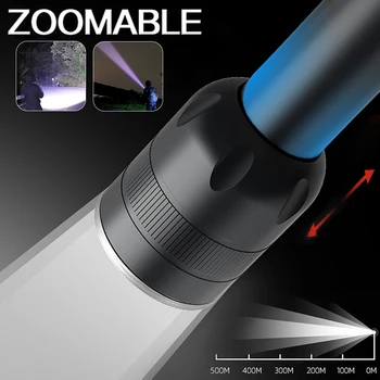 LED Svetilka Z V5 T6 USB Polnilne Zoomable Baklo vgrajena litijeva baterija 1800mAh Nepremočljiva kamp svetilka