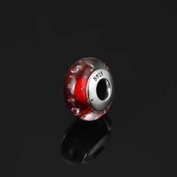 Verodostojno 925 Sterling Srebro svetlo rdeča Murano Stekleni Biseri Fit Original europeu Charms Zapestnico Diy Nakit, izdelava