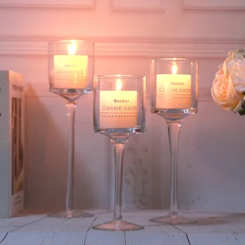 3PCS Nastavite Kristalno svijećnjak Steklene Sveče Candleholder Poročni Idej Romantično Doma Bar Stranka Okraski Okraski Svečnik