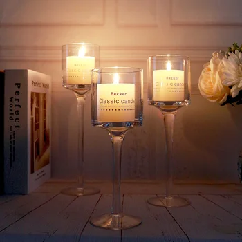 3PCS Nastavite Kristalno svijećnjak Steklene Sveče Candleholder Poročni Idej Romantično Doma Bar Stranka Okraski Okraski Svečnik