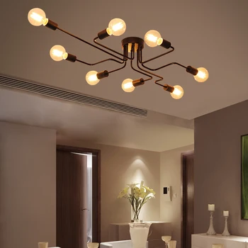 Sodobne ustvarjalne preprost železa industrijske stropne svetilke LED E27 Evropi stropna luč za salonu spalnici, dnevna soba kuhinja študija