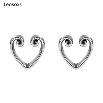 Leosoxs 2pc 8-30 mm Čepi za Ušesa in Predorov Srce-Obliko Zarezo Uho Merilniki Nakit Telo Piercings za Moške in Ženske