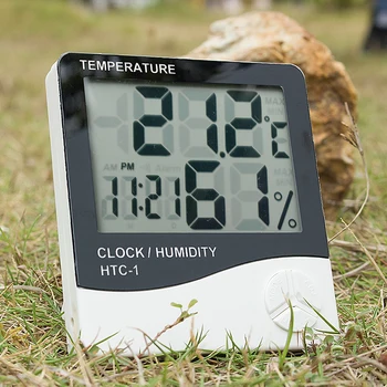 HTC-1 LCD Elektronski Temperatura Ura Vlažnost Meter v Zaprtih prostorih Soba Digitalni Termometer, Higrometer Vremenske Postaje pisarna ura