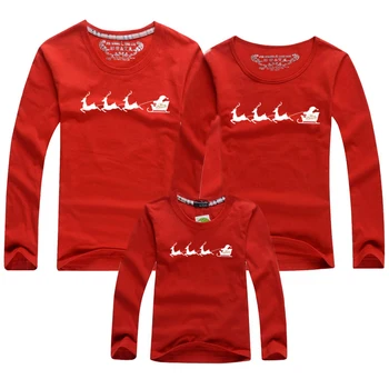 2020 Božič Družinski Ujemanja Obleke Risanke Tiskanja Starš-otrok Dolgo sleev T-majice Dojenček, Otrok, Oče, Mama Ujemanje Družino Obleke