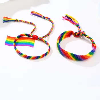 Nov Preprost Brazilski Nepal Mavrica, Lezbijke, LGBT Pride Gej Ponos, Tkani, Pleteni Vrv Niz Sklop Zapestnica Prijateljstva