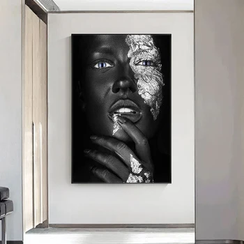 Iver Seksi Črna Temno Odrte Ženska Portret Platno Slikarstvo Plakatov in Fotografij Cuadros Stenskih slikah, za dnevno Sobo