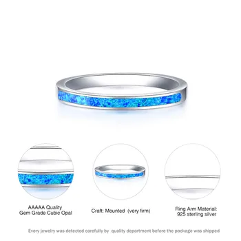 Luksuzni Ženski Blue White Opal Kamen Obroč Boho Moda Srebrne Barve Velik Krog Obroč Obljubo Ljubezni Udejstvovanje Obroči Za Ženske