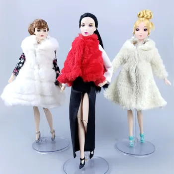 Gospa Oblačila, ki za Barbie Doll Obleke Pozimi Kostum Cvetlični Slim Obleko Krzno Plašč Za 1/6 Lutka Pribor, Igrače Za Otroke