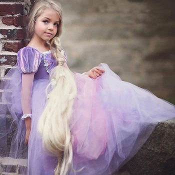 Otroci Dekleta Princesa Sofija Rapunzel Obleke Celotno Žogo Obleke Dolgo Stranka Obleko Otroke, Oblačila Za Otroke, Cosplay Kostum Maškarada Lasuljo