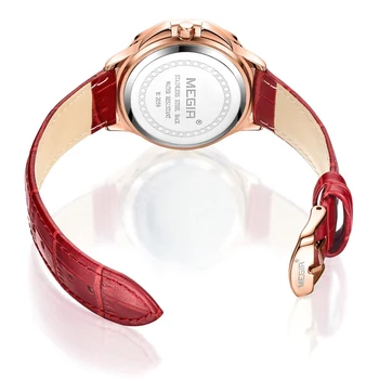 MEGIR Ženske Ure Luksuzni Dame Watch Obrnete gumb za Izbiranje Ženske Quartz Ure Za Ženske Modni kol saati Diamond Reloj Mujer