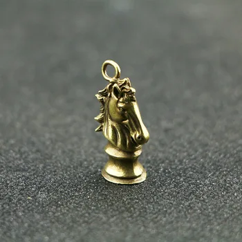 Medenina Ročno Šahovski Konj Obesek za Keychains Baker Kitajski Zodiak Konjsko Glavo obeski za ključe Obesek za Avto Ključ Visi Moški Nakit