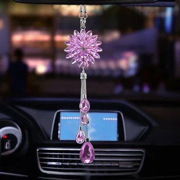 Avto Obesek Crystal Cvet Latice Čare Auto Rearview Mirror Viseči Okraski Avtomobilske Notranjosti Vzmetenje Dekoracijo Daril
