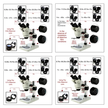WD287 WD177 WD165 0.3 X 0,5 X 2.0 X 0.7 X Barlow Leča Trinocular Stereo Mikroskop Cilj Objektiv Mikroskopa Pomožni Predmeti Objektiv