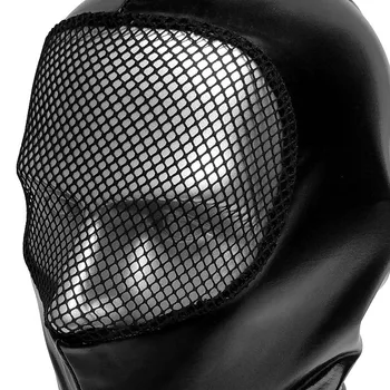 PU Usnje Unisex Kapuco Maske z Obraza Očesa Mozaik Mens Pokrivala Roleplay Halloween Cosplay Kopalke Dodatki Črna