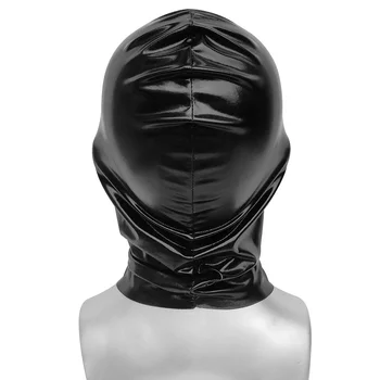 PU Usnje Unisex Kapuco Maske z Obraza Očesa Mozaik Mens Pokrivala Roleplay Halloween Cosplay Kopalke Dodatki Črna