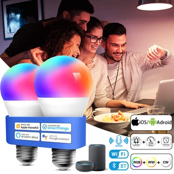 E27 B22 16 Color Magic Smart Bombillas LED Lučka za Počitnice Zatemniti Fazi Night Light + 24key IR Daljinski upravljalnik Barva Spreminja, Žarnica