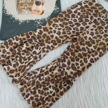 2020 Baby Sok Kitara Print Majica Leopard Zvonovi Hlače Oblačila Otroci Nosijo Jesen Zima Obleko Dekleta Dolg Rokav Obleke, Kompleti