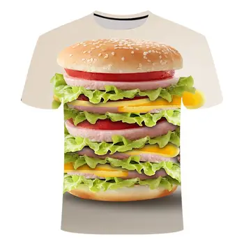 2020 novo hip-hop moška t-shirt 3D tiskanje moški burger pivo steklenica poker t-shirt dihanje, hitro sušenje kratka majica fashion cas